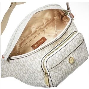 NWT Michael Kors Maisie 2 In 1 Large Waistpack Fannypack Vanilla MK Signature